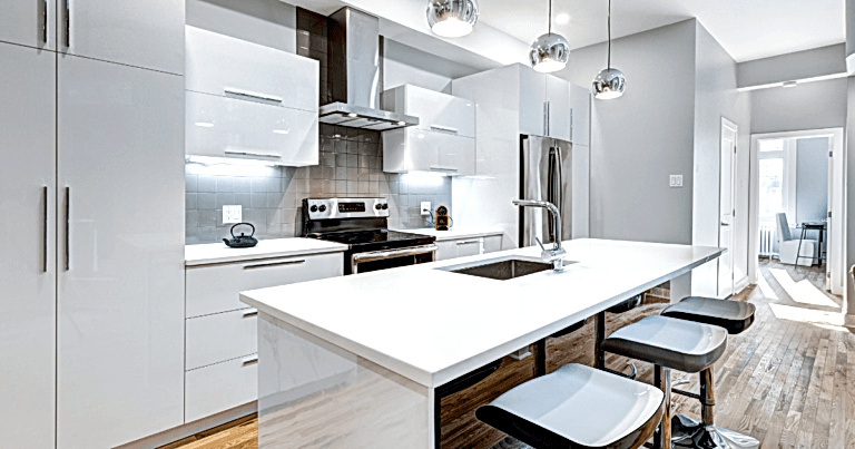 Apartment kitchen after a deep cleaning