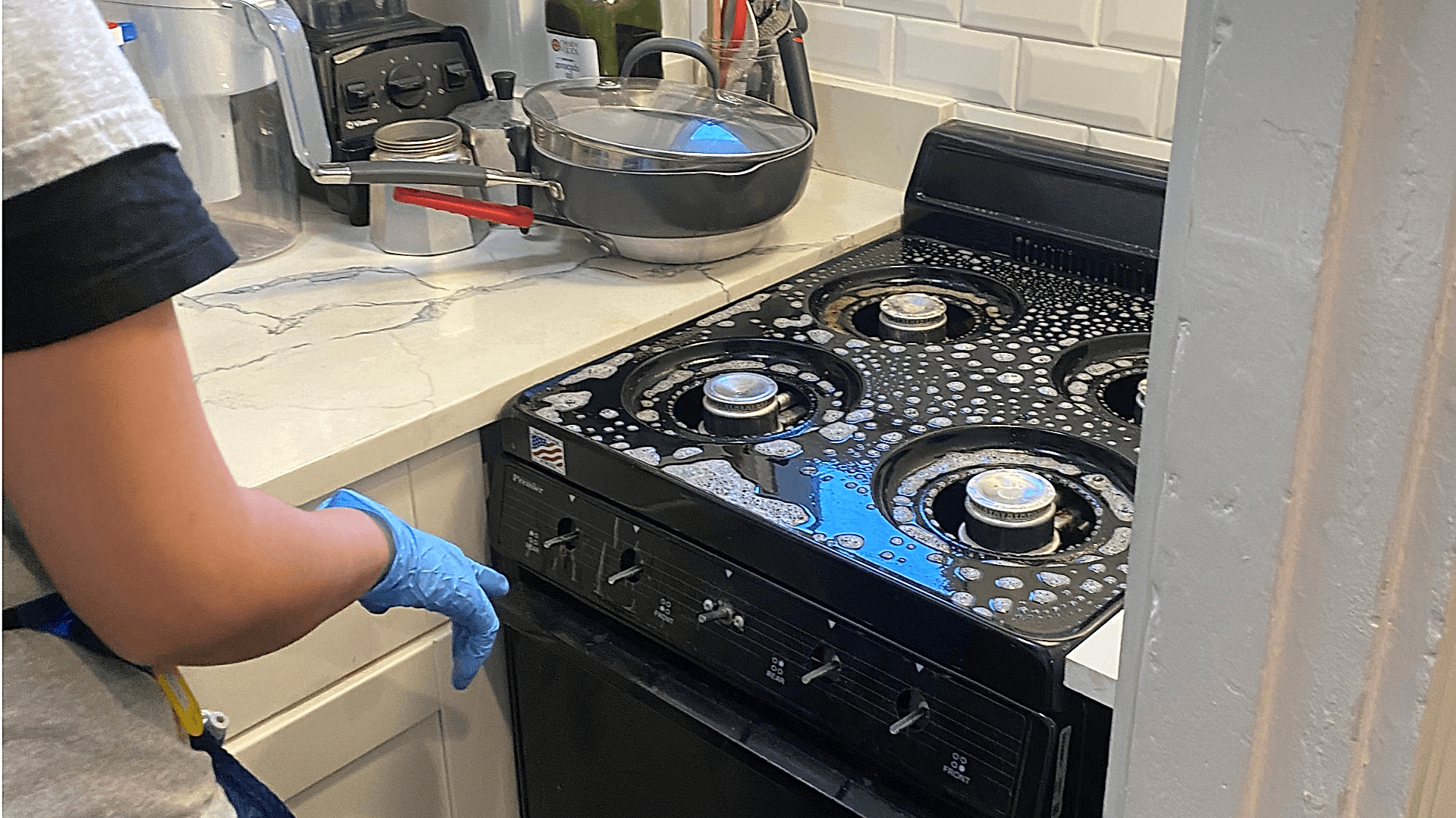 Kitchen during a professional deep cleaning service